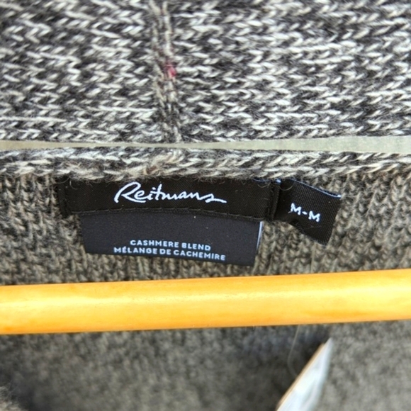Reitmans Cashmere Blend Gray Open Front Belted Sweater Cardigan - Medium NWT - Picture 3 of 5